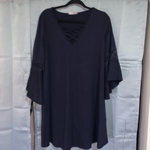 Blue Bell Sleeve Skater Dress